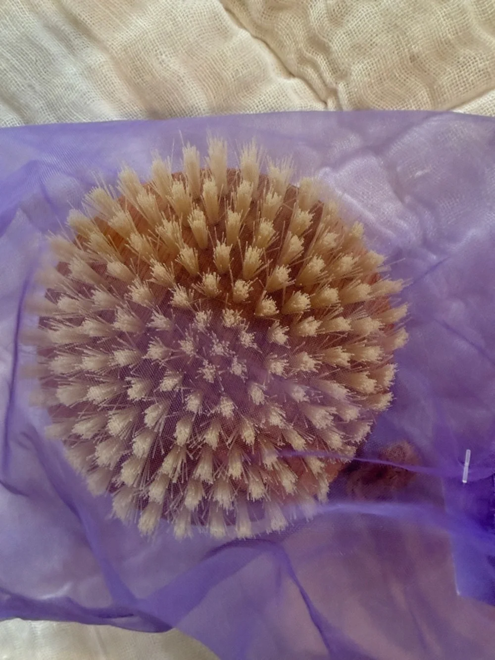 GOPURE Bamboo Body Dry Brush with Purple Drawstring Bag